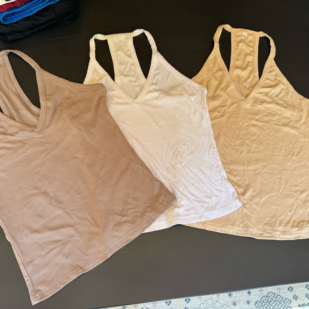 Women's Tan,crème and white  Racerback Tops